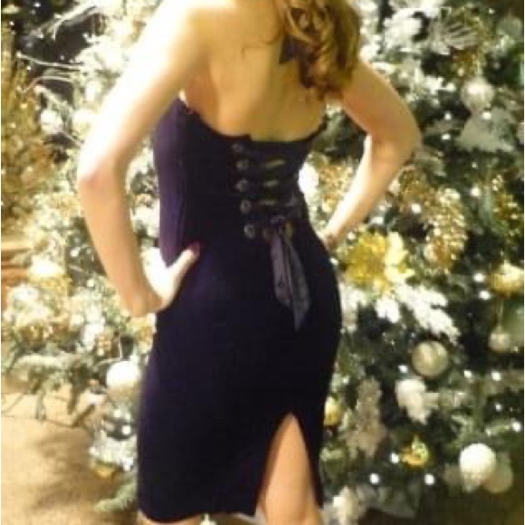 Sexy black velvet Marciano halter lace up back dress - Picture 7 of 7